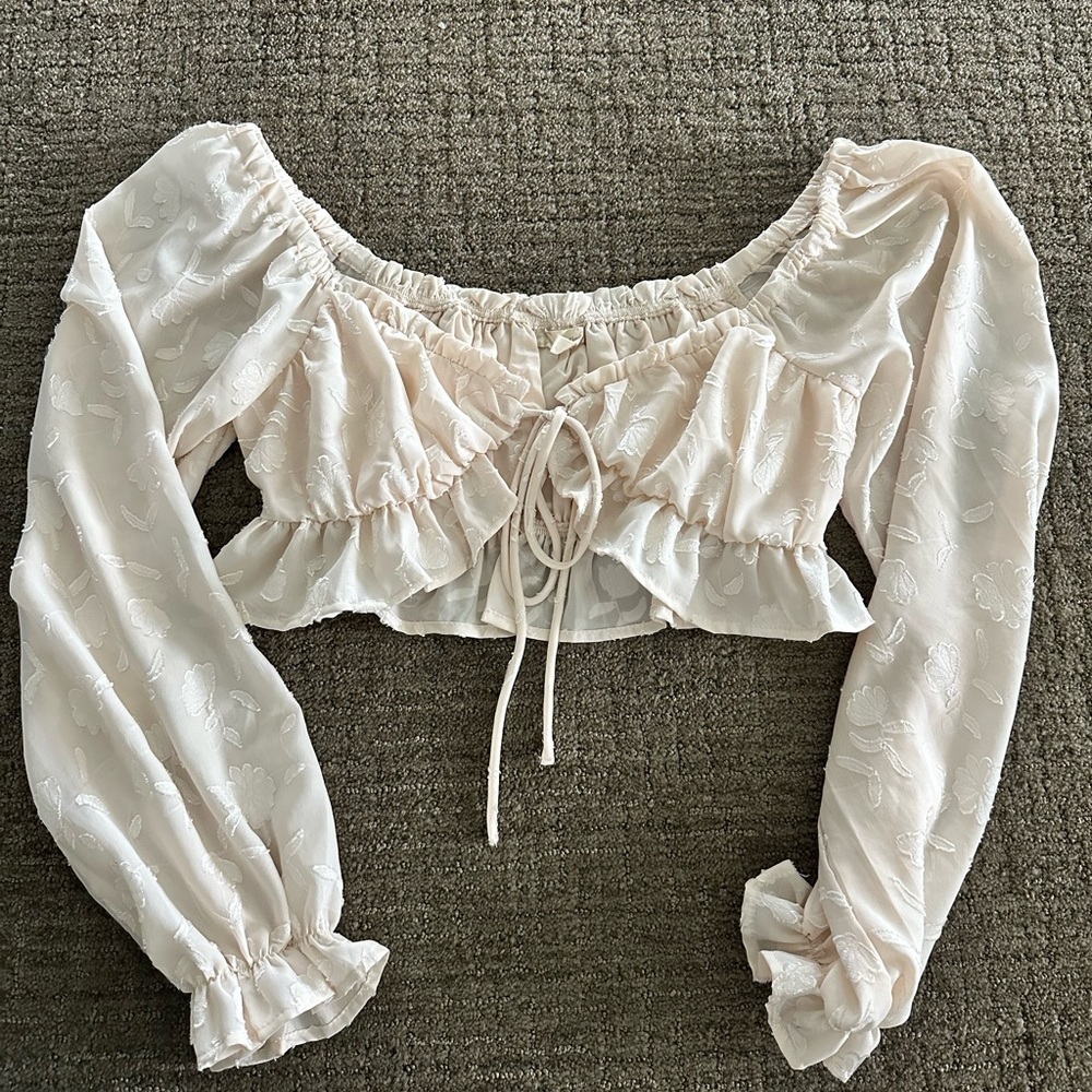 Cropped tie blouse